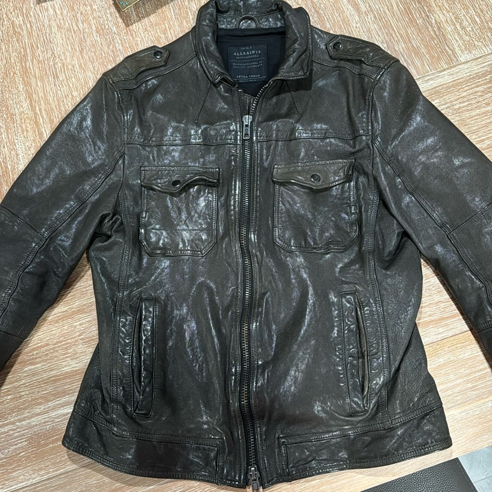 Allsaints leather jacket XL Spitalfield